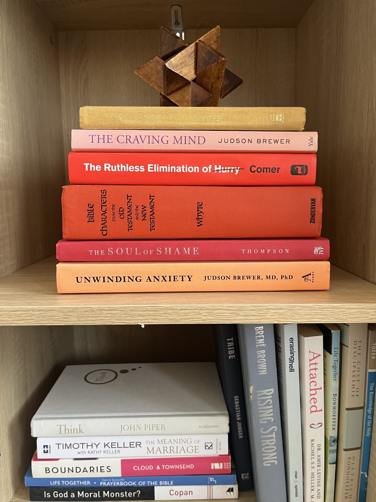 Books on a shelf in the Richardson office